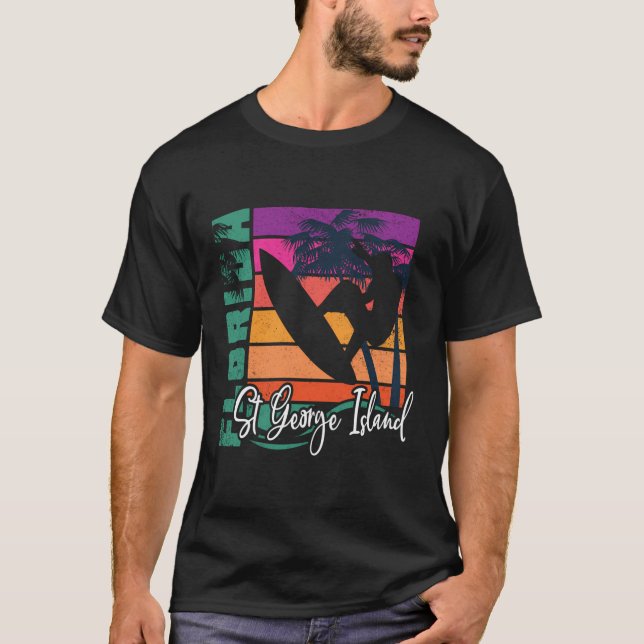 Camiseta Rua George Island Florida Beach Retro Surfing Souv (Frente)