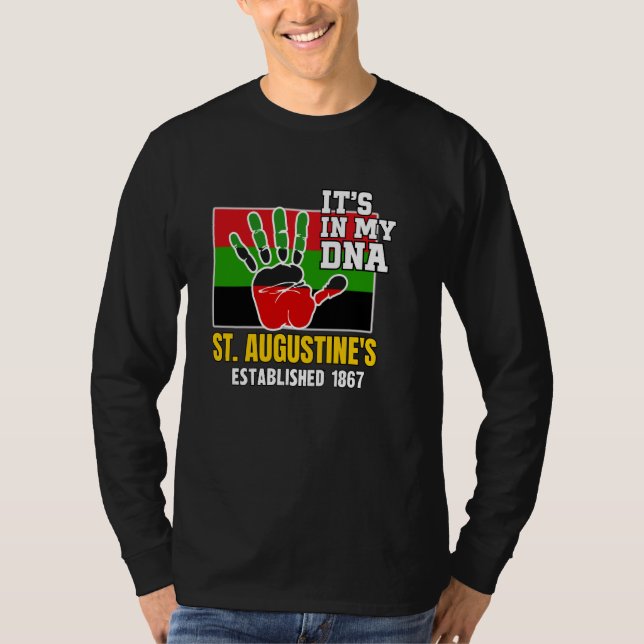 Camiseta Rua. HBCU de Augustine, SAU, Red, Black and Green (Frente)