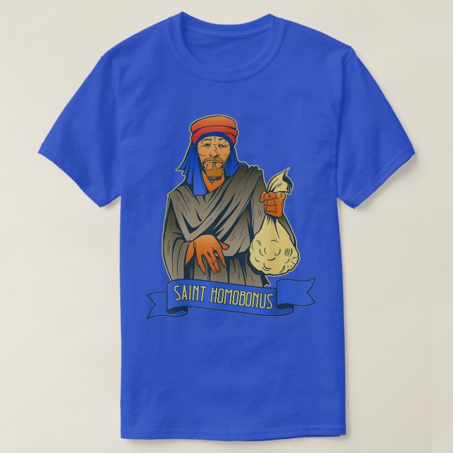Camiseta Rua Homobonus Patron Santo de Pessoas de Negócios  (Frente do Design)