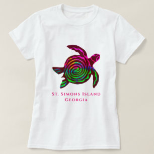 Camiseta Rua: Ilha Simons GA Tartaruga marinha colorida