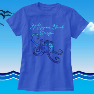 Camiseta Rua: Ilha Simons Georgia Blue Octopus