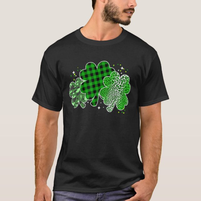 Camiseta Rua irlandesa do Shamrock Patrick Day Leopardo Cam (Frente)