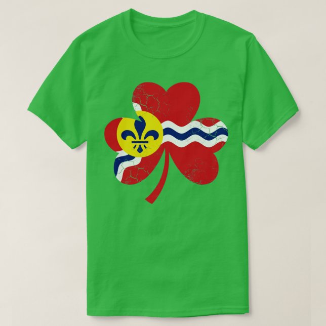 Camiseta Rua Irlandesa Louis Flag Dia de São Patrício Shamr (Frente do Design)