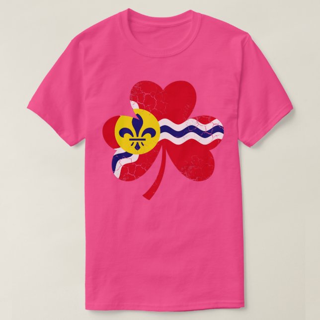 Camiseta Rua Irlandesa Louis Flag Dia de São Patrício Shamr (Frente do Design)