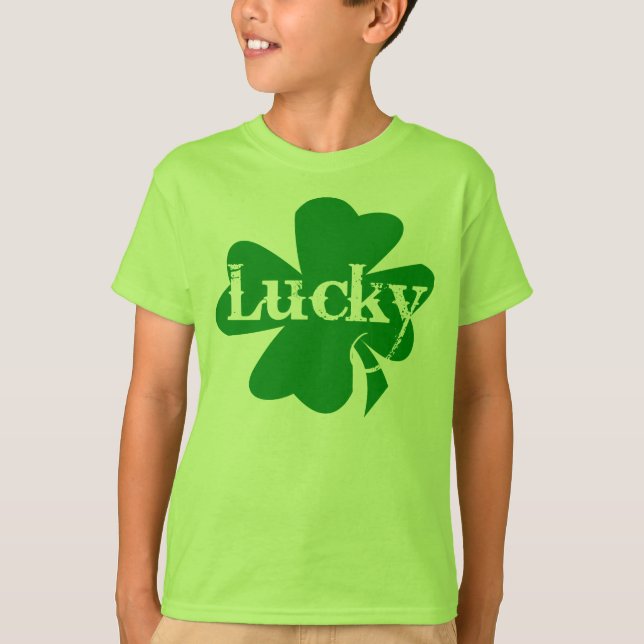 Camiseta Rua Irlandesa Sortuda, Patricks Dia Verde Shamrock (Frente)