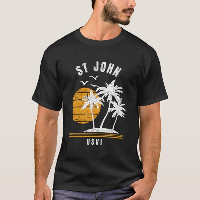 Camiseta Rua John Island Usvi Caribe Vacation Souvenir (Frente)
