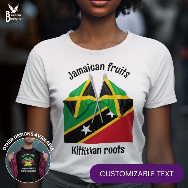 Camiseta RUA KITTS JAMAICA Herança dupla personalizável (Criador carregado)