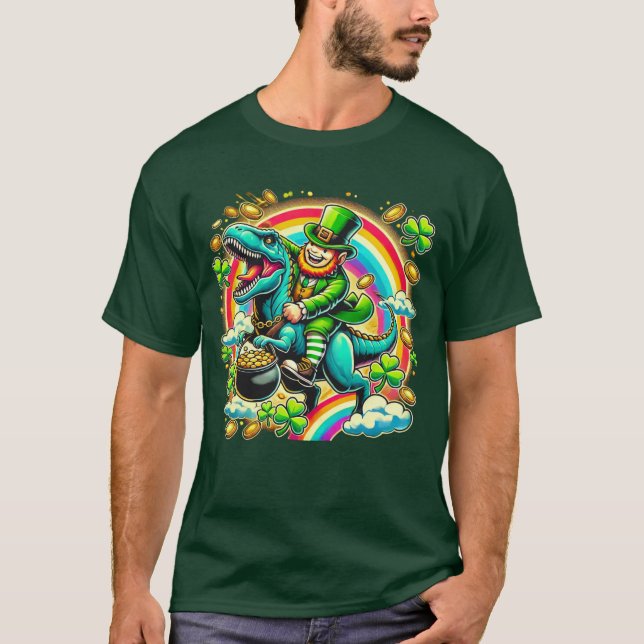 Camiseta Rua, Leprechaun do Dia de Patrick, a cavalgar de D (Frente)