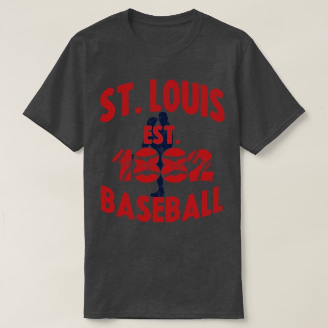 Camiseta Rua Louis Baseball Est 1882 Baseball Pitcher (Frente do Design)