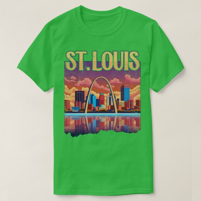 Camiseta Rua Louis Gateway Arch City Skyline Art (Frente do Design)
