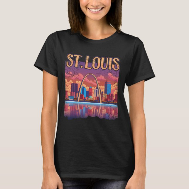 Camiseta Rua Louis Gateway Arch Missouri Cityscape Skyline (Frente)