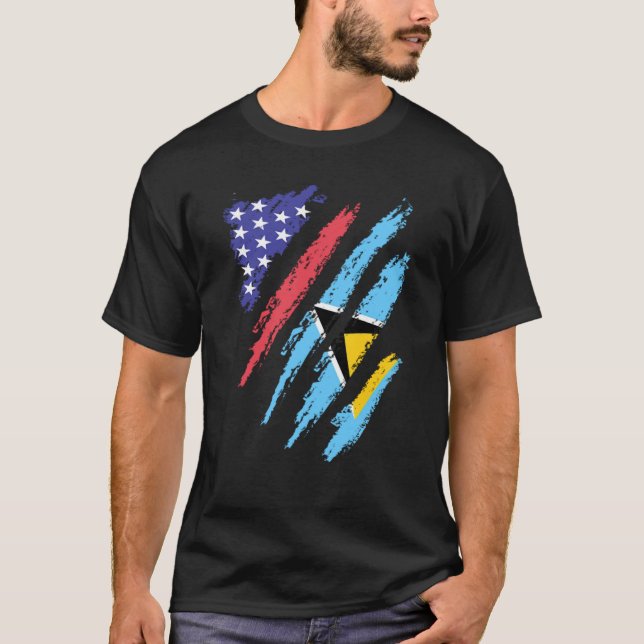 Camiseta Rua Lucian American Patriot Grown Hearwn Flag Stri (Frente)