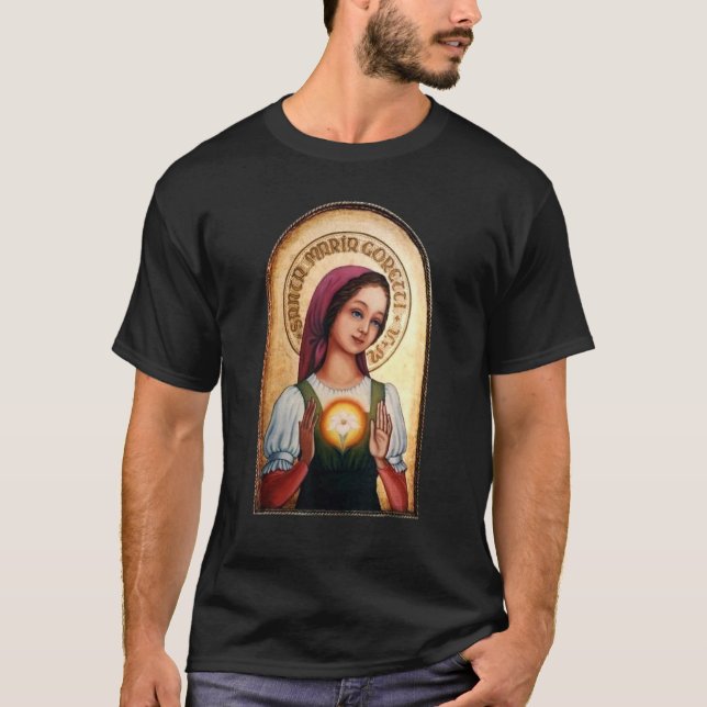 Camiseta Rua Maria Goretti Pureza Santos Católicos Lily Sym (Frente)