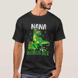 Camiseta Rua Nana Saurus Rex. Dia de Patrick Leprechaun Din