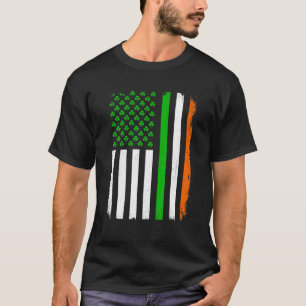 Camiseta Rua. O Dia de Patrick Irish American Flag Shamrock