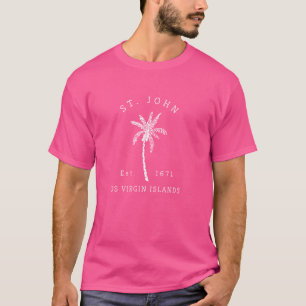 Camiseta Rua original. John Virgin Islands Palm Tree Novelt