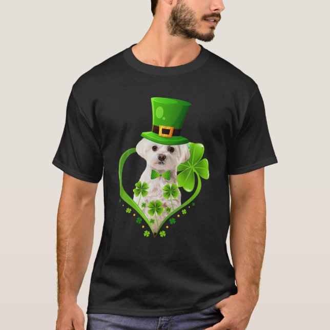 Camiseta Rua: Patrick Cute Leprechaun Maltês Cachorro (Frente)