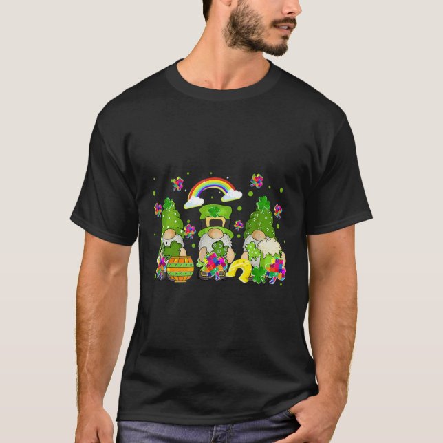 Camiseta Rua Patrick Day Gnomo Quebra-cabeça de Peças Shamr (Frente)