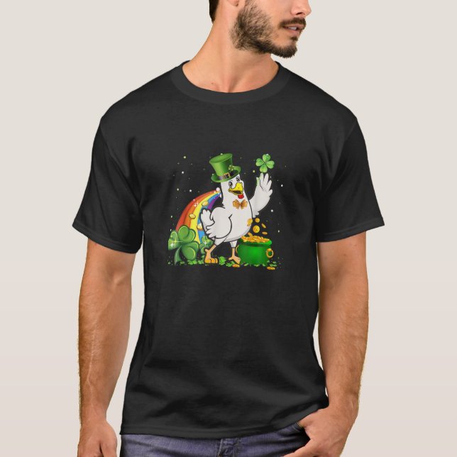 Camiseta Rua Patrick Day Irish Chicken Leprechaun Costume (Frente)
