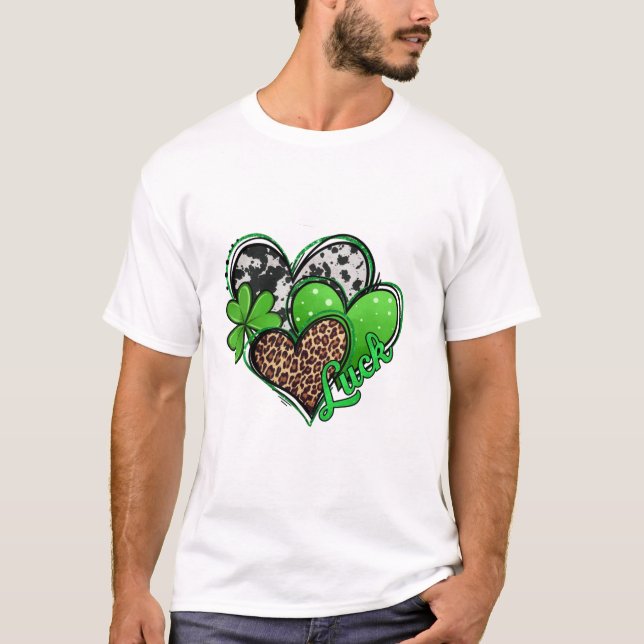 Camiseta Rua Patrick Day Leopard Hear (Frente)