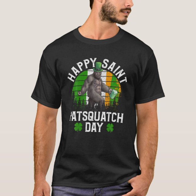 Camiseta Rua Patrick Day Sasquatch T shirt Irish Bigfoot G (Frente)