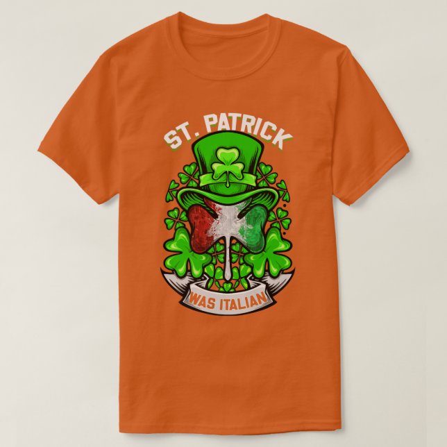 Camiseta Rua Patrick Era Italiano Shamrock Leprechaun Irish (Frente do Design)
