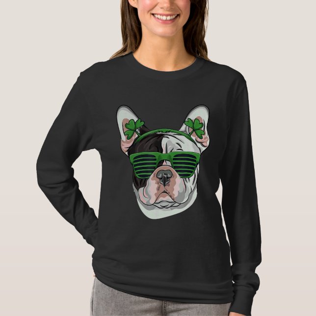 Camiseta Rua Patrick S Day French Buldog Sunglass Ir (Frente)