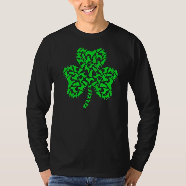 Camiseta Rua Patrick S Day Siberian Husky Dogs Shamrock App (Frente)