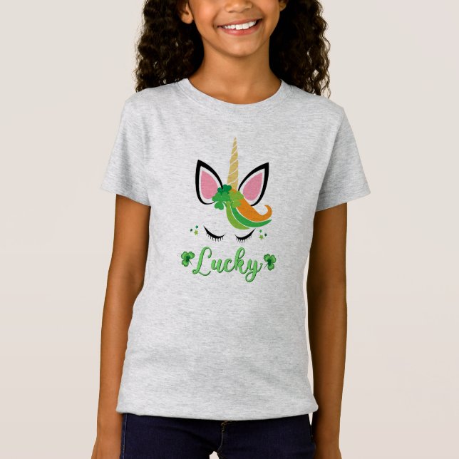 Camiseta Rua Patrick Unicorn Lucky Green Clover Shamrock (Frente)