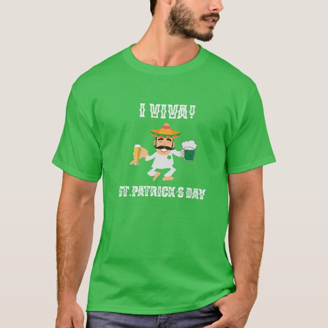 Camiseta Rua: Patricks Day Beer Bebendo Mexicano Leprechaun (Frente)