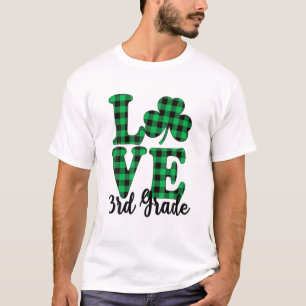 Camiseta Rua. Patricks Day Love 3Rd Grade Teacher Xadrez Sh