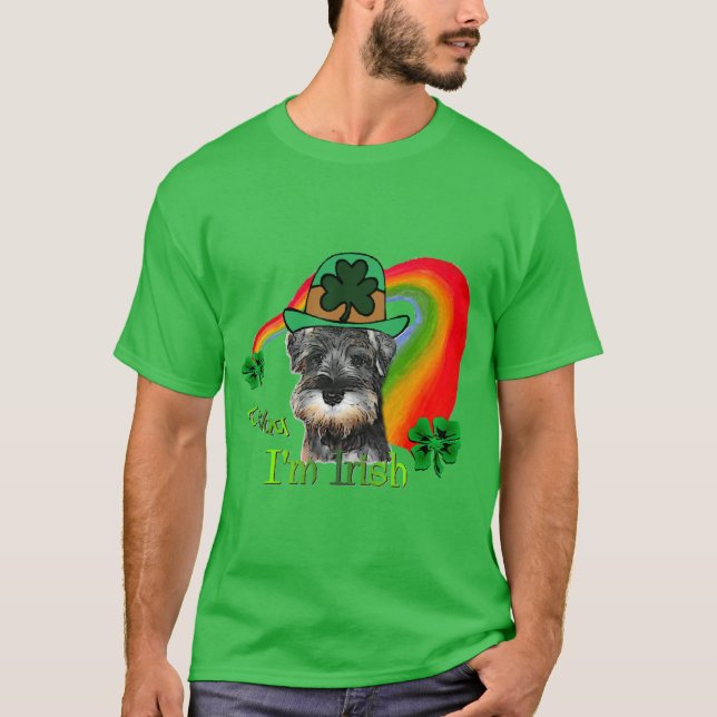 Camiseta Rua. Patricks Day Mini Schnauzer (Frente)