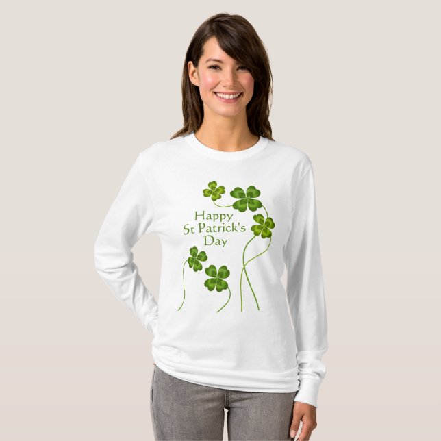 Camiseta Rua Patrick's Lucky Charm Shamrocks Vintage Cute (Frente Completa)