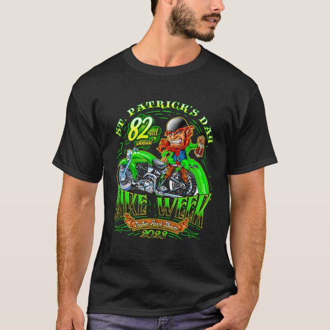 Camiseta Rua Patricku2019s Dia de Bike Week Daytona Beach F (Frente)
