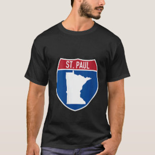 Camiseta Rua. Paul Minnesota Map Highway Interstate Sign So
