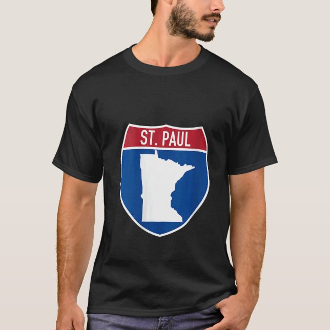 Camiseta Rua. Paul Minnesota Map Highway Interstate Sign So (Frente)