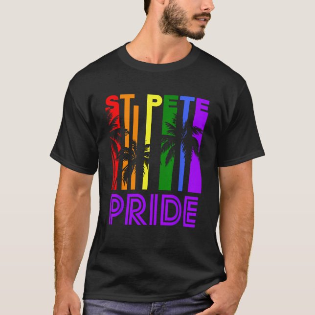 Camiseta Rua Pete Pride Orgulho gay LGBTQ Árvores de Palma  (Frente)