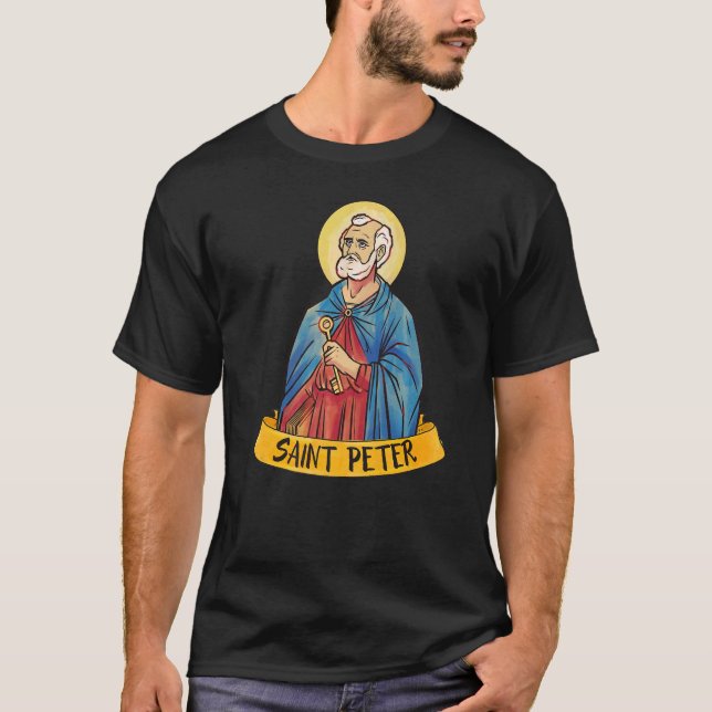 Camiseta Rua Peter The Apostle Keys Para O Reino Católico (Frente)