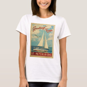Camiseta Rua. Petersburg Sailboat Viagens vintage na Flórid