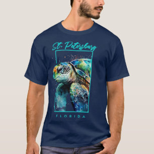 Camiseta Rua Petersburg Watercolor Sea Turtle Retrato