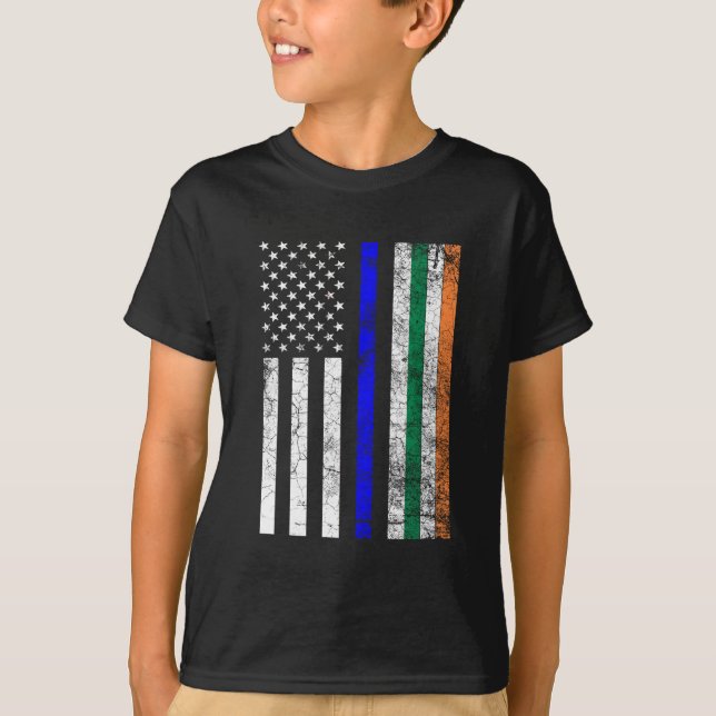 Camiseta Rua Policial Thin Blue Line - Bandeira Americana I (Frente)