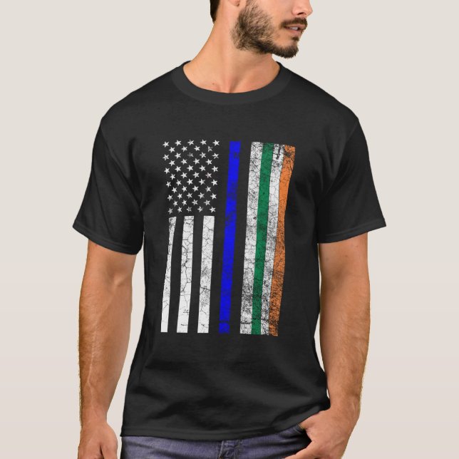 Camiseta Rua Policial Thin Blue Line - Bandeira Americana I (Frente)