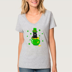 Camiseta Rua, Pote de Shamrock do Dia de Patrick de Gato Ne