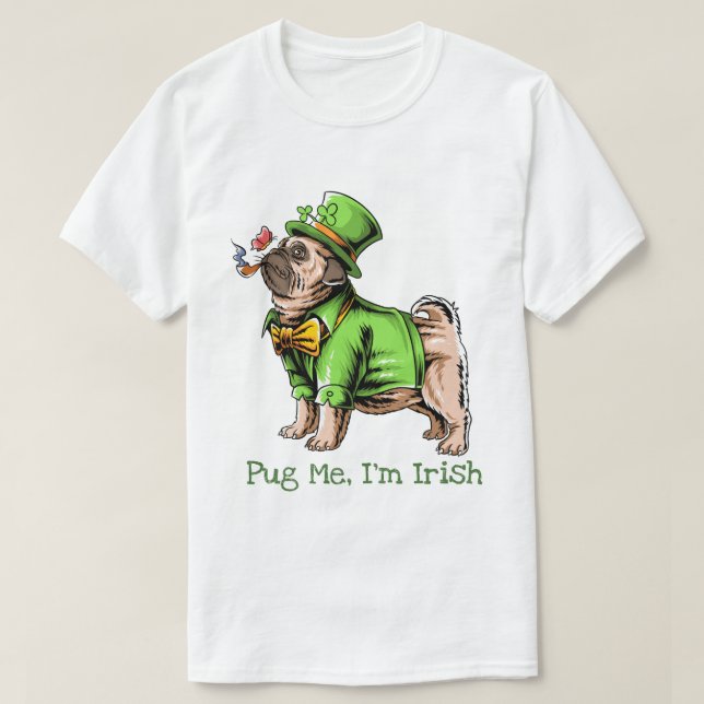 Camiseta Rua, Pug do Dia de Patrick (Frente do Design)