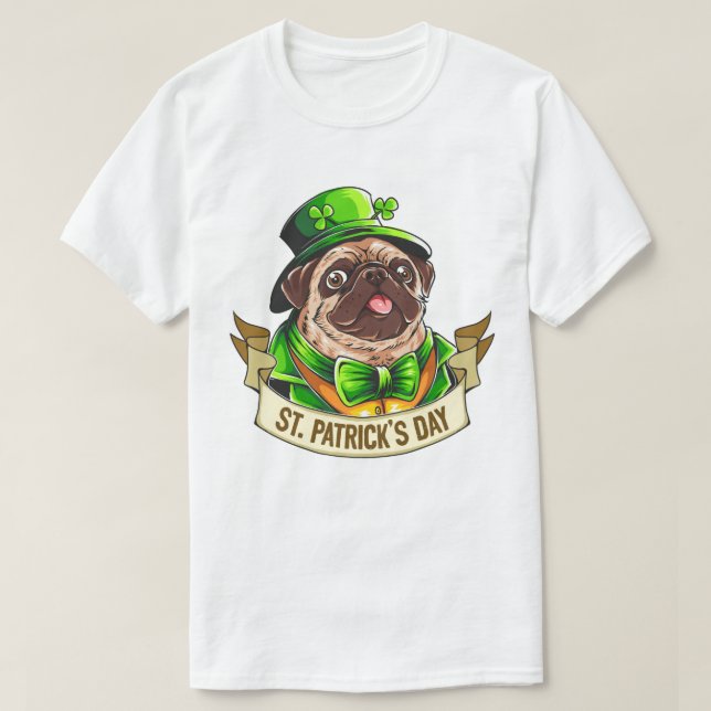 Camiseta Rua, Pug do Dia de Patrick (Frente do Design)