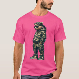Camiseta Rua Rapper Legal do Urso do Urso de Urso da Camo