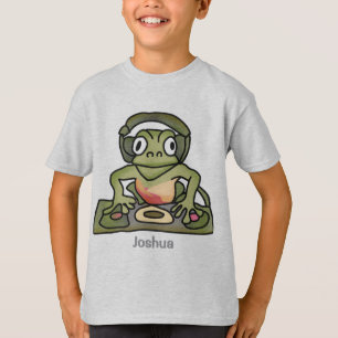 Camiseta Rua Retro Sapo com Fones de ouvido Engraçado