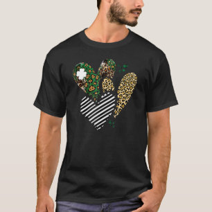 Camiseta Rua Santa Patrick's Day Shamrock Heart Leopard Pla