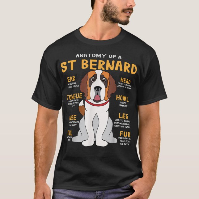 Camiseta Rua Santo Bernard Anatomia Cachorro Engraçado Mãe  (Frente)