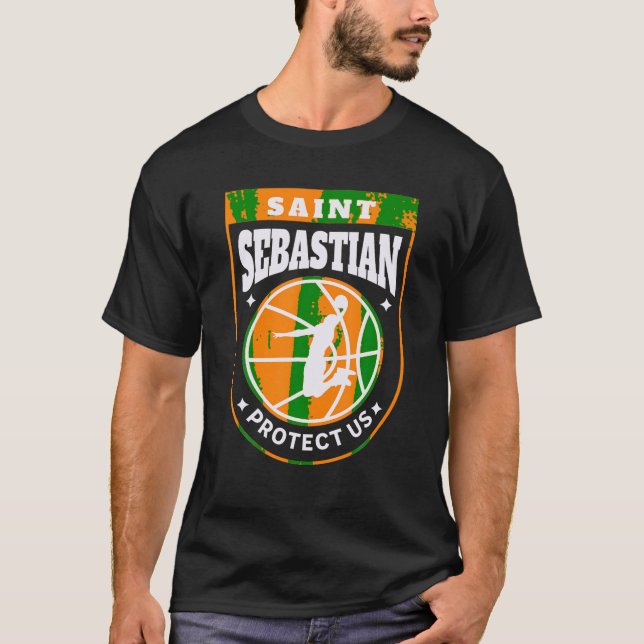 Camiseta Rua Sebastian Basball Dunk Patron Santo Esportivo (Frente)